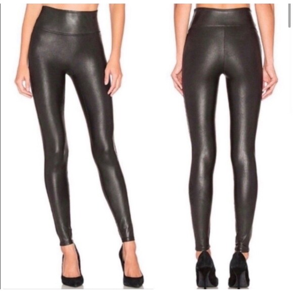 Spanx Faux Leather Black Leggings Sz XL New - Picture 1 of 7
